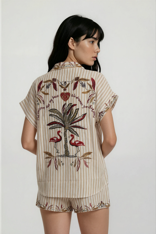 Beige Shirt with Embroidery
