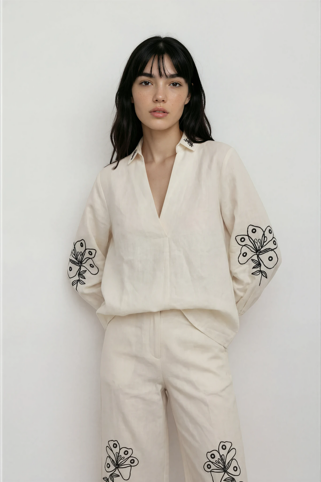 ecru long sleeved shirt