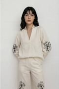 ecru long sleeved shirt