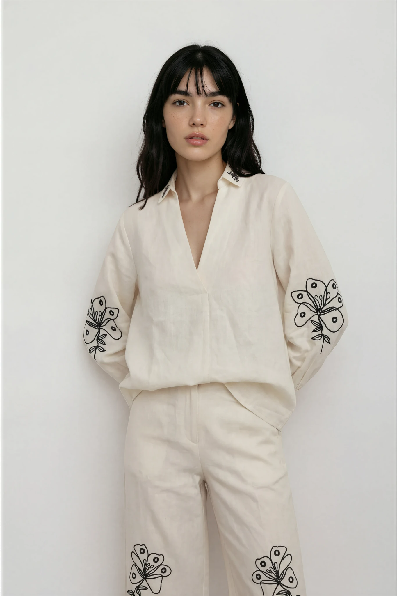ecru long sleeved shirt