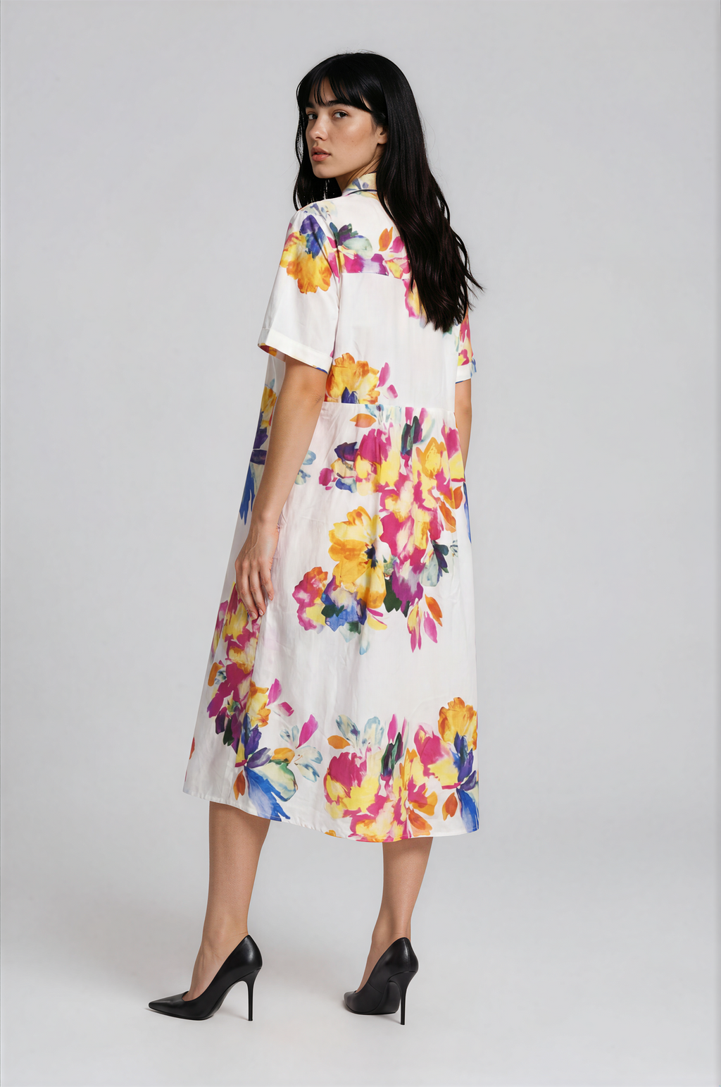 patterned long shirt dress