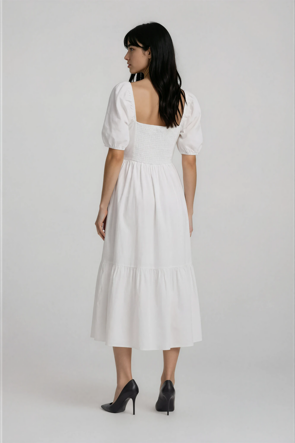 White A Line Dress with embroidery