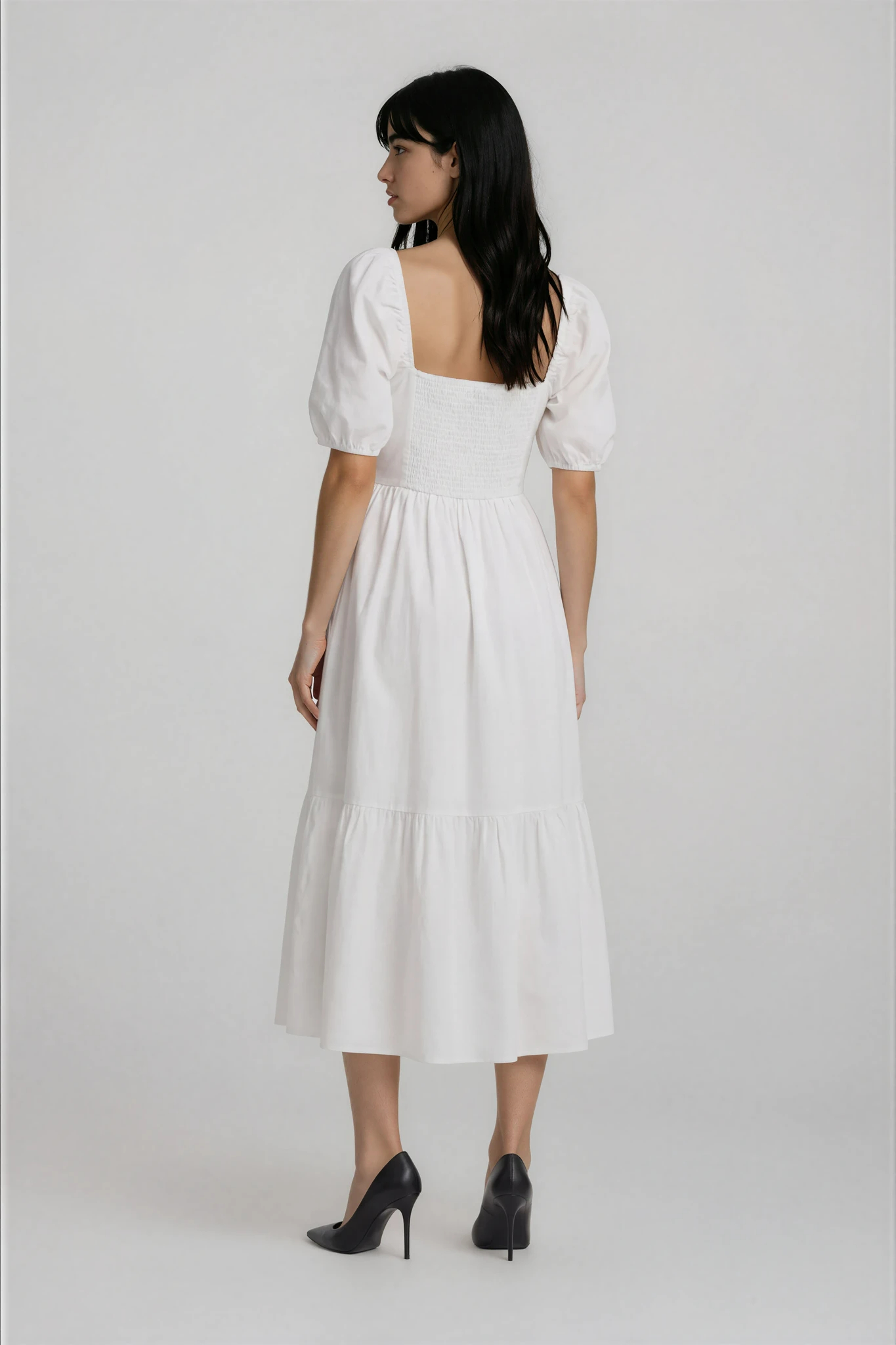 White A Line Dress with embroidery