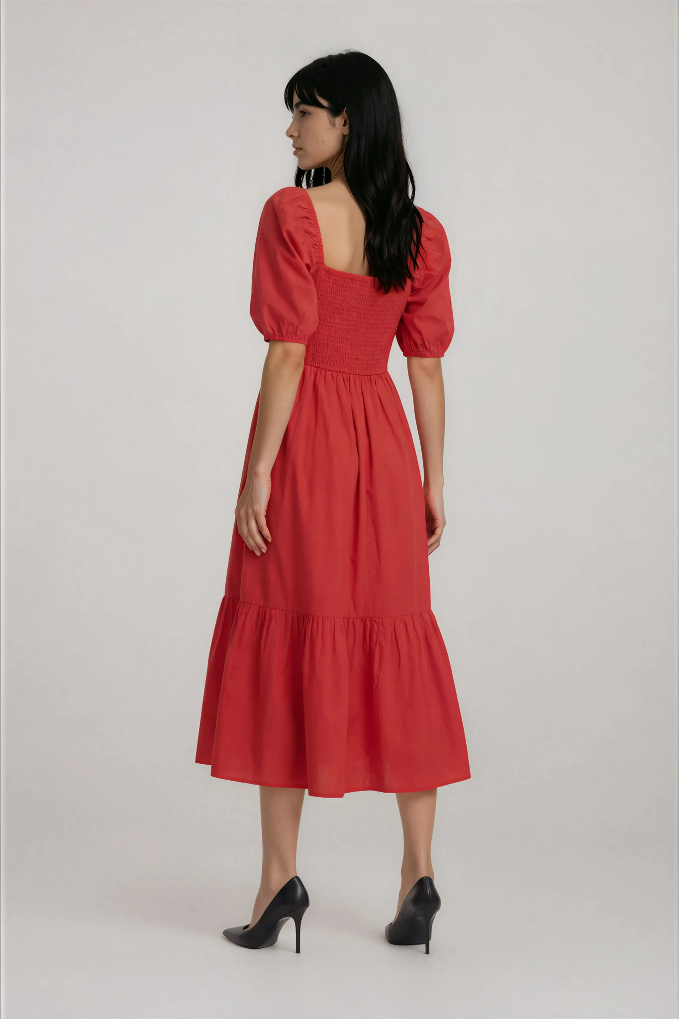 Red A Line Dress with embroidery
