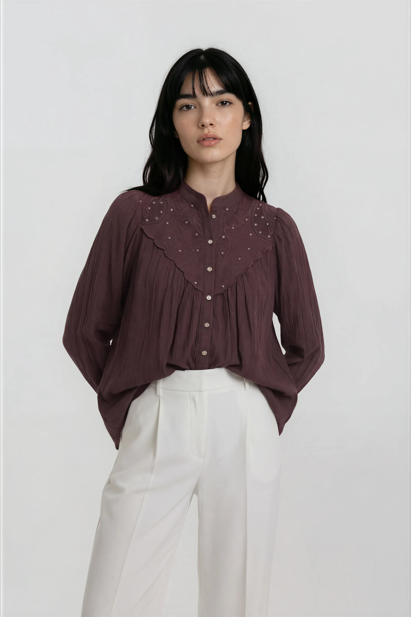brown full sleeve shirt