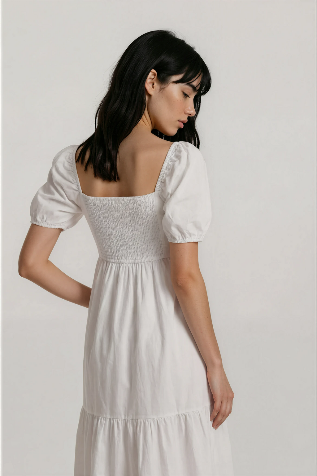 White A Line Dress with embroidery