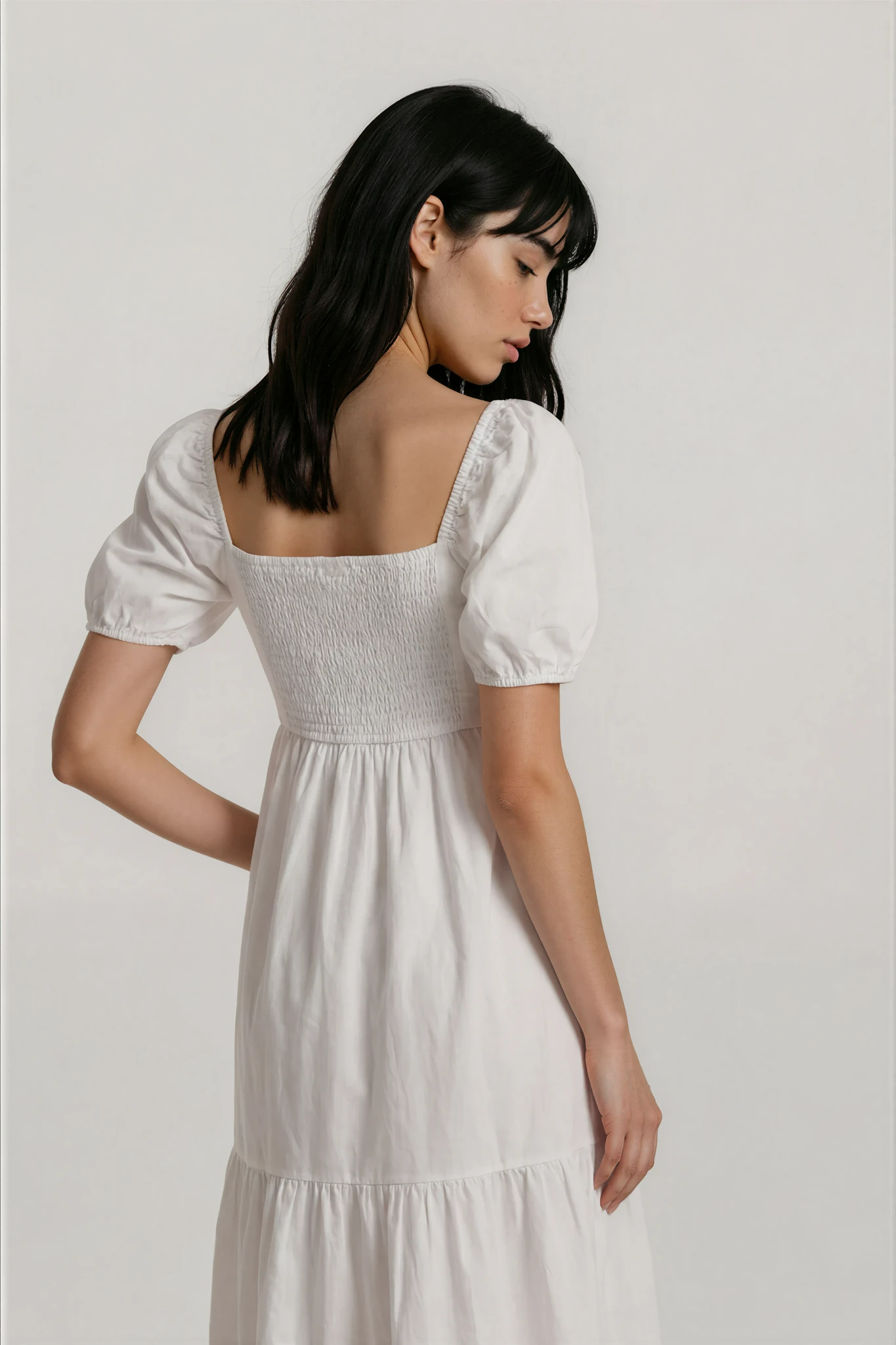White A Line Dress with embroidery