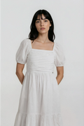 White A Line Dress with embroidery